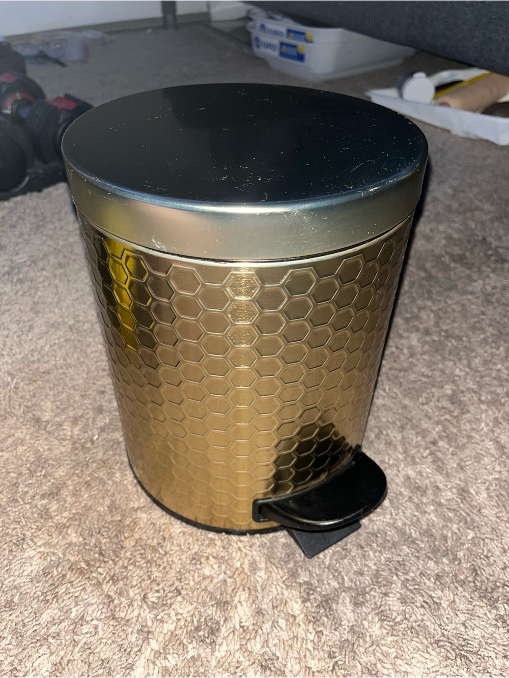 T.J.Maxx Gold Hex Pattern Step Trash Can